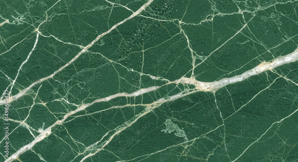Obraz premium Deep Green Marble Texture with White Veins Natural Stone Background Image