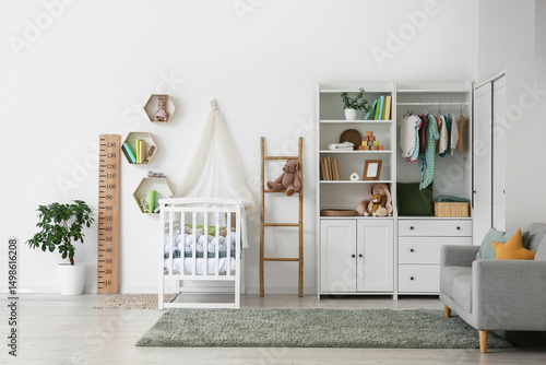 Interior of nursery with ba...