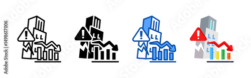 Bankruptcy icon set bundle. Multi style icon collection perfect for websites, apps, and presentations. Simple vector icon collection