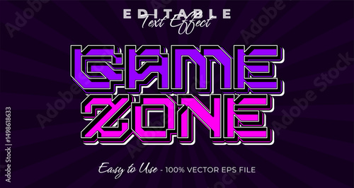 Game zone editable text effect, 3d typography in graphic styles
