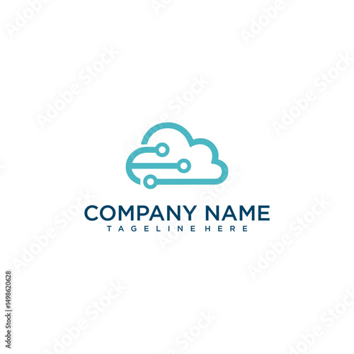  Cloud computing, Cyber technology icon logo design