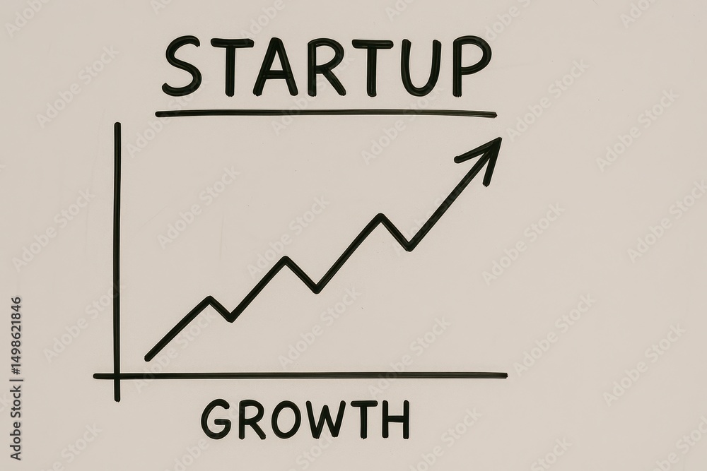 Fototapeta premium Growth Chart Illustration Depicting a Startup Company Progressing Towards Success