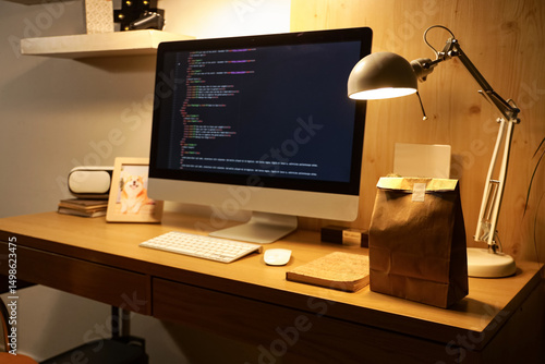 Paper bag with glowing lamp...