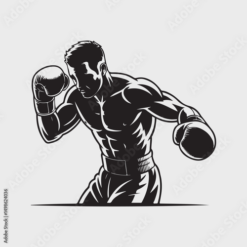 silhouette of a man with a dumbbell ,The Fighter's Stance.