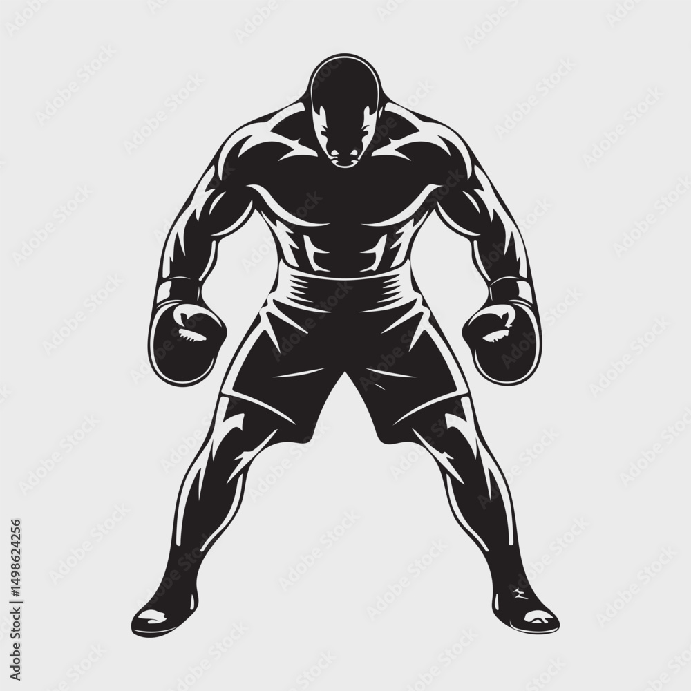 Fototapeta premium vector illustration of a male boxer,The Fighter's Stance.