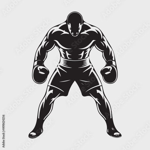 vector illustration of a male boxer,The Fighter's Stance.