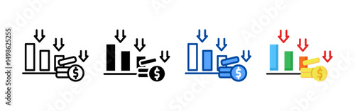 Reduce cost icon set bundle. Multi style icon collection perfect for websites, apps, and presentations. Simple vector icon collection
