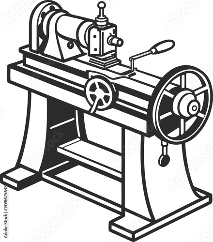 Mechanical Lathe Vector
