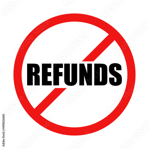 Free Download No Refunds Sign on White Background - GFXLoad