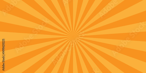 Abstract orange sunburst ray and vector illustration background. Modern stipes line ray grunge design beam pattern texture.	
