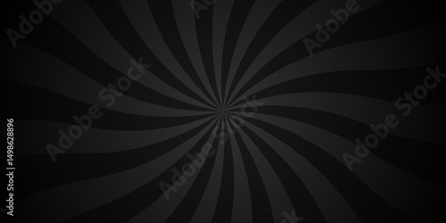 Abstract black and gray backdrop sunburst ray and vector illustration background. Modern stipes line ray spiral design beam pattern texture.	
