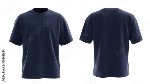 Navy blue oversized t shirt mockup isolated on transparent background