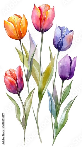 Colorful tulips bouquet, spring flowers