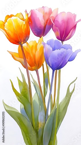 Colorful tulips bouquet, spring floral