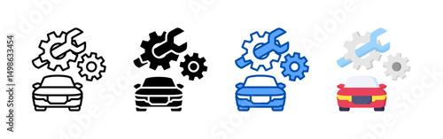 Car repair icon set bundle. Multi style icon collection perfect for websites, apps, and presentations. Simple vector icon collection