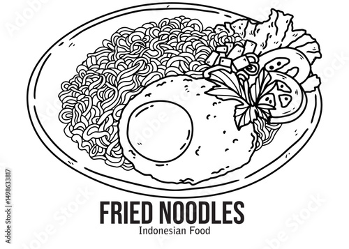 vector illustration of an fried noodles