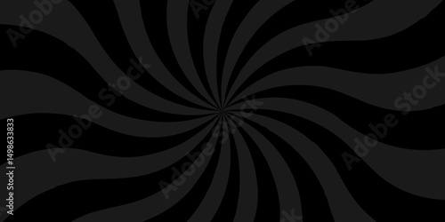 Abstract black and gray backdrop sunburst ray and vector illustration background. Modern stipes line ray spiral design beam pattern texture.	
