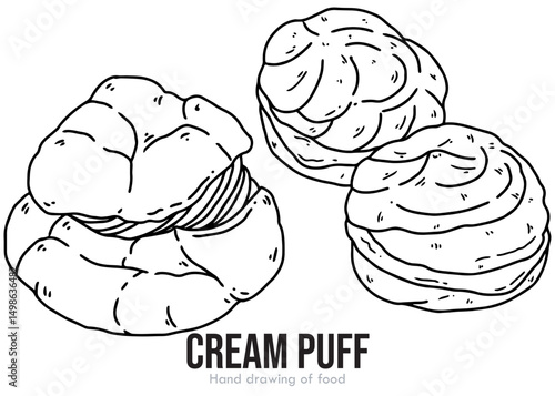 hand drawn vector illustration of an cream puff