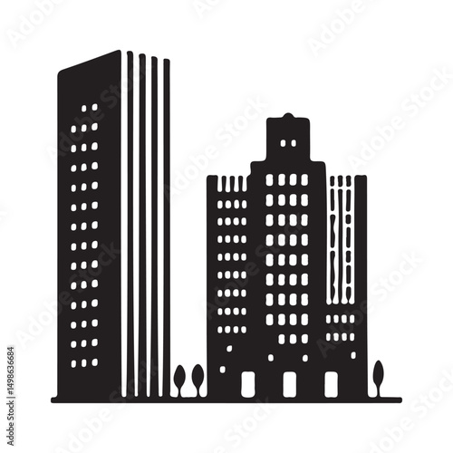 Modern Cityscape Buildings Illustration with Abstract Urban Environment