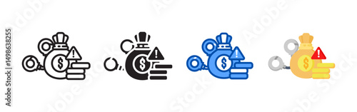 Handcuffs icon set bundle. Multi style icon collection perfect for websites, apps, and presentations. Simple vector icon collection