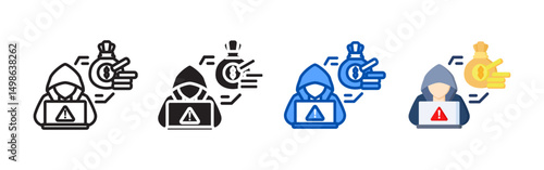 Cybercrime icon set bundle. Multi style icon collection perfect for websites, apps, and presentations. Simple vector icon collection