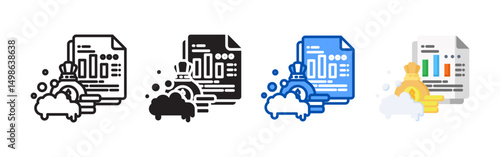 Financial report icon set bundle. Multi style icon collection perfect for websites, apps, and presentations. Simple vector icon collection