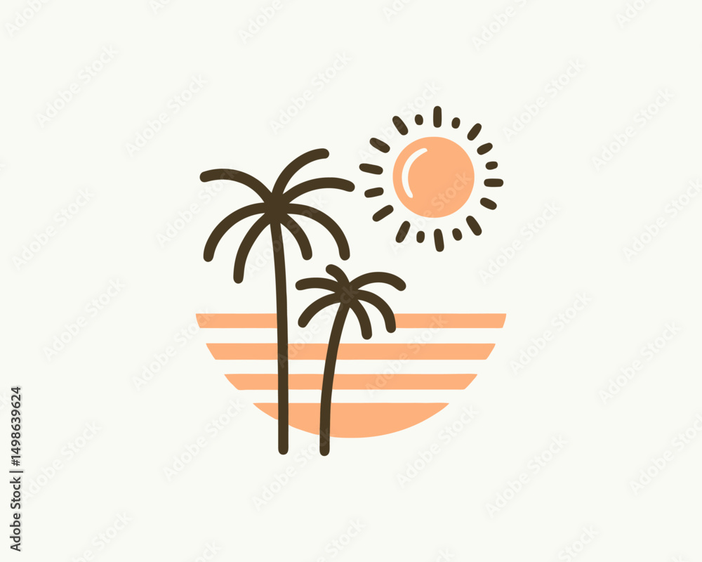 Fototapeta premium vector illustration of a tropical beach