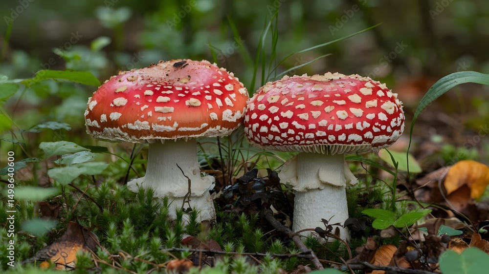 Obraz premium Mushroom fly agaric amanita muscaria fungi forest nature autumn outdoor