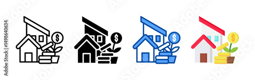 Property investment icon set bundle. Multi style icon collection perfect for websites, apps, and presentations. Simple vector icon collection