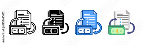 Cash flow icon set bundle. Multi style icon collection perfect for websites, apps, and presentations. Simple vector icon collection