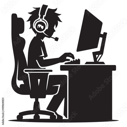 Gamer silhouette vector illustration for esports or game development projects