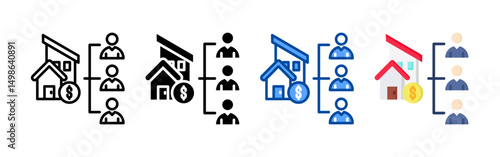 Real estate crowdfunding icon set bundle. Multi style icon collection perfect for websites, apps, and presentations. Simple vector icon collection