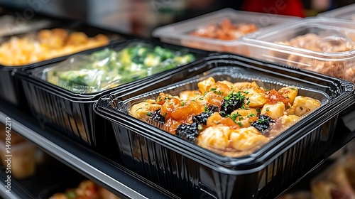 Prepared meals display, healthy food choices