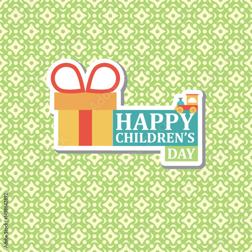 Playful Flat Design Celebrating Happy Children's Day Icon