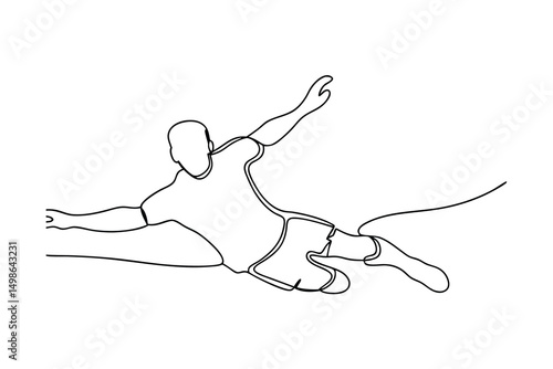 Continuous one line drawing soccer player diving save