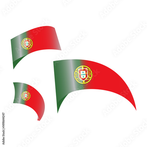 Waving Portugal Flags 3D  Illustration of Portuguese National Symbols in Motion