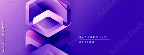 Abstract purple layers create dynamic shape. Gradient background offers modern design element. Minimalist aesthetic suits digital projects.