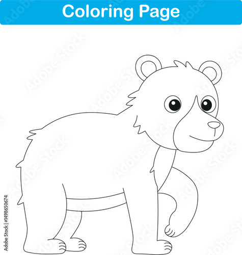 Funny cartoon bear. Coloring pages. Vector illustration