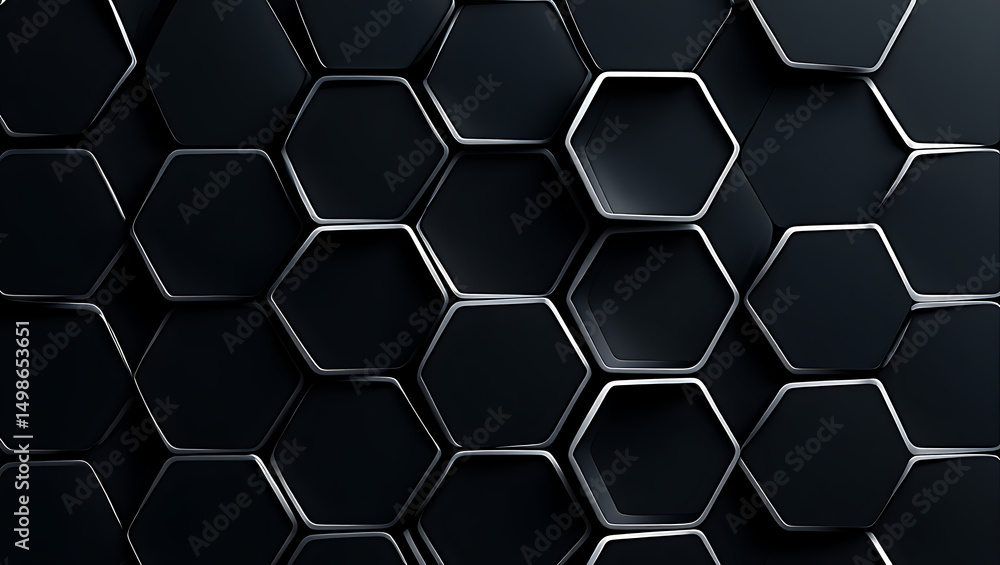 Blue hexagonal honeycomb pattern with metallic 3D texture and geometric design Blue hexagonal honeycomb pattern with metallic 3D texture and geometric design