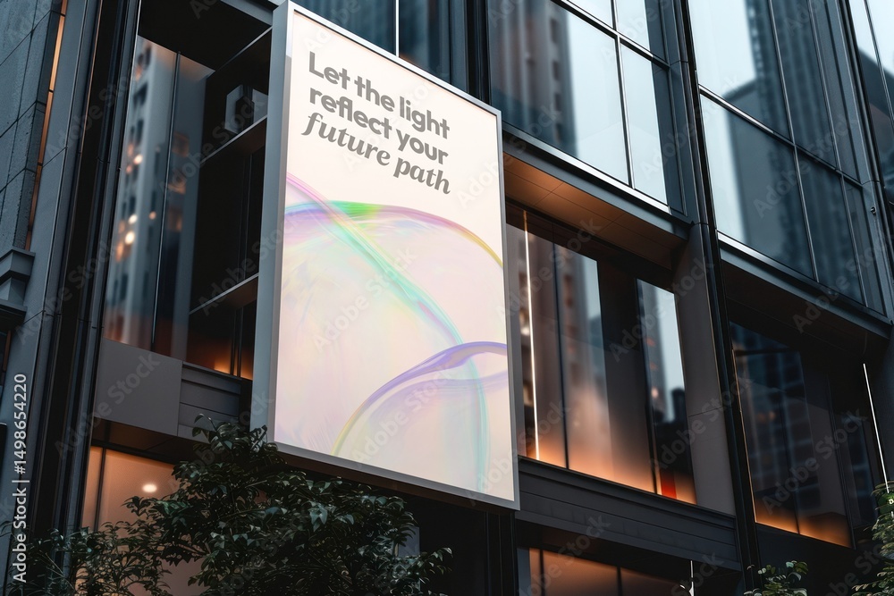 Fototapeta premium Modern building reflective light sign