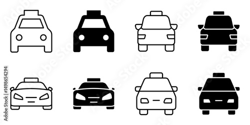 taxi cab, vehicle icon set