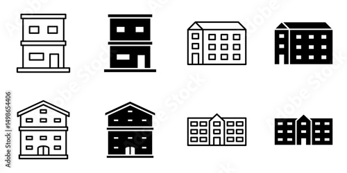 hostel, lodge, hostelry icon set  