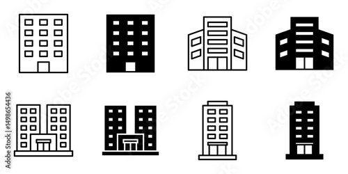 building, hotel, apartment icon set
