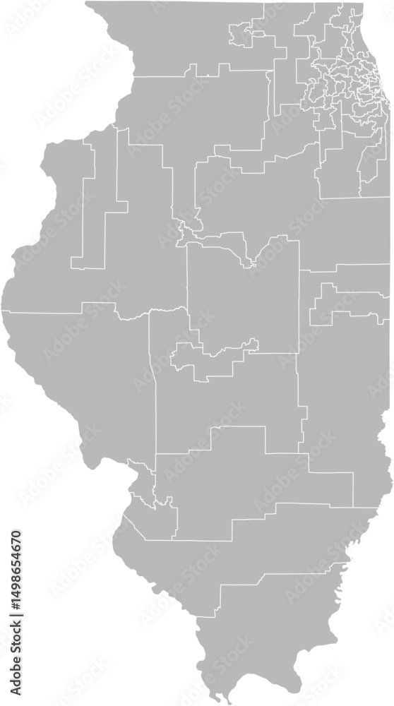 Obraz premium Illinois state senate districts vector map (Web Mercator projection, PPT-compatible & fully editable)