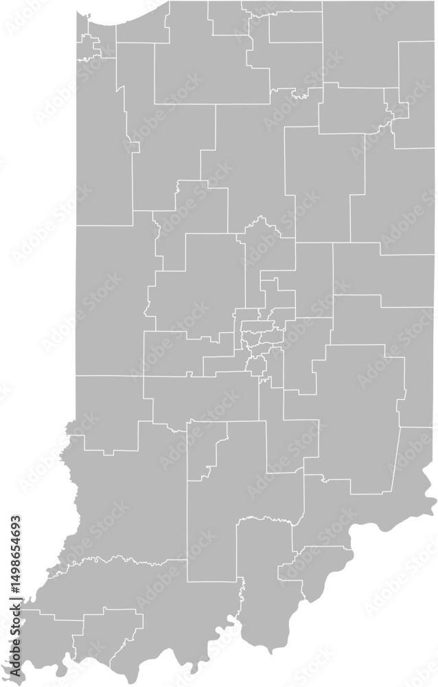 Fototapeta premium Indiana state senate districts vector map (Web Mercator projection, PPT-compatible & fully editable)