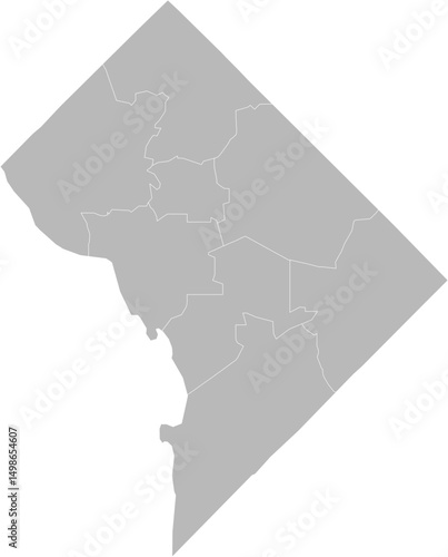 District of Columbia state senate districts vector map (Web Mercator projection, PPT-compatible & fully editable)