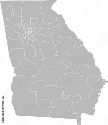 Georgia state senate districts vector map (Web Mercator projection, PPT-compatible & fully editable)