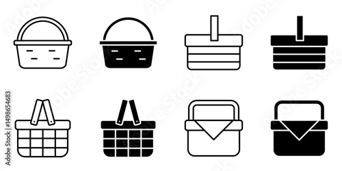 Picnic Basket icon set collection
