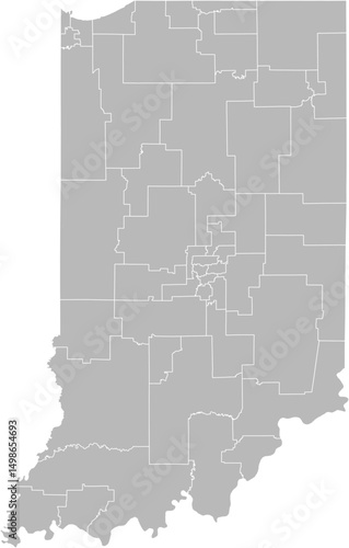 Indiana state senate districts vector map (Web Mercator projection, PPT-compatible & fully editable)