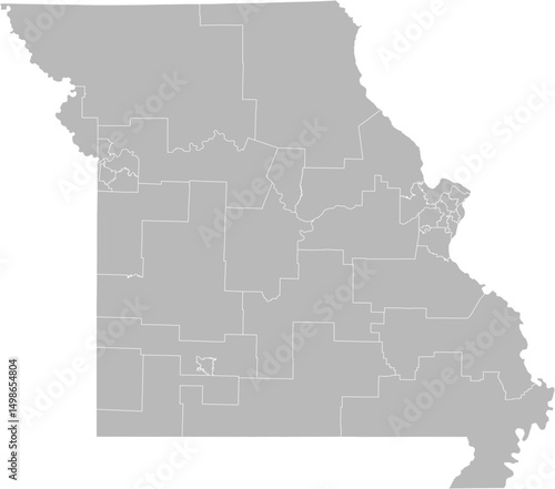 Missouri state senate districts vector map (Web Mercator projection, PPT-compatible & fully editable)